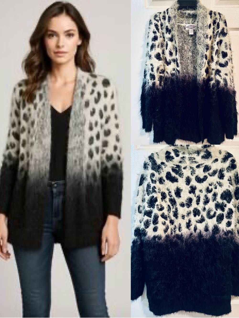 Oliver By Escio 
Sweater Animal Print Textured opened front Cardigan Size Large